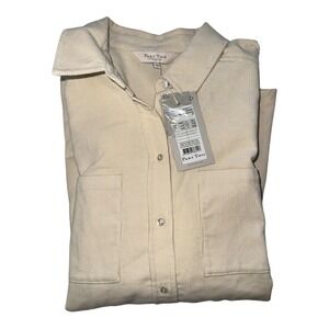 NWT Part Two Copenhagen EnidaPW Corduroy Button Down Shirt Beige Relaxed Fit 38